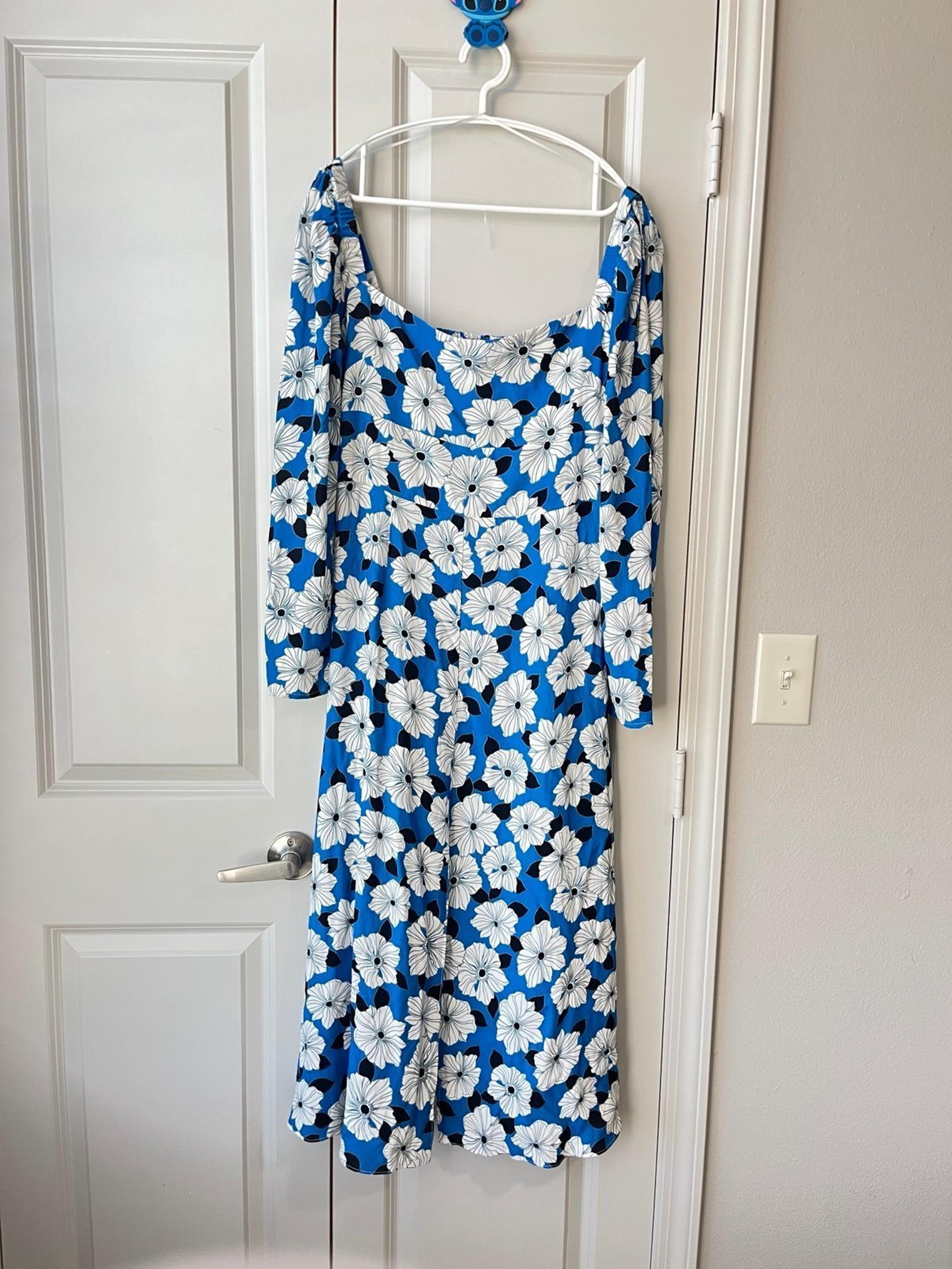 Reiss MILLER FLORAL PRINT SQUARE NECK MIDI DRESS