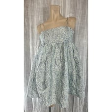 Vintage Y2K Blue Embossed Baby Doll Dress S Ariana Grande Look