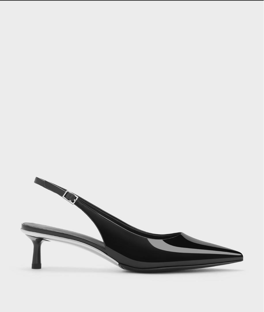 Curtis Pointed Toe Kitten Heel Slingback Pumps