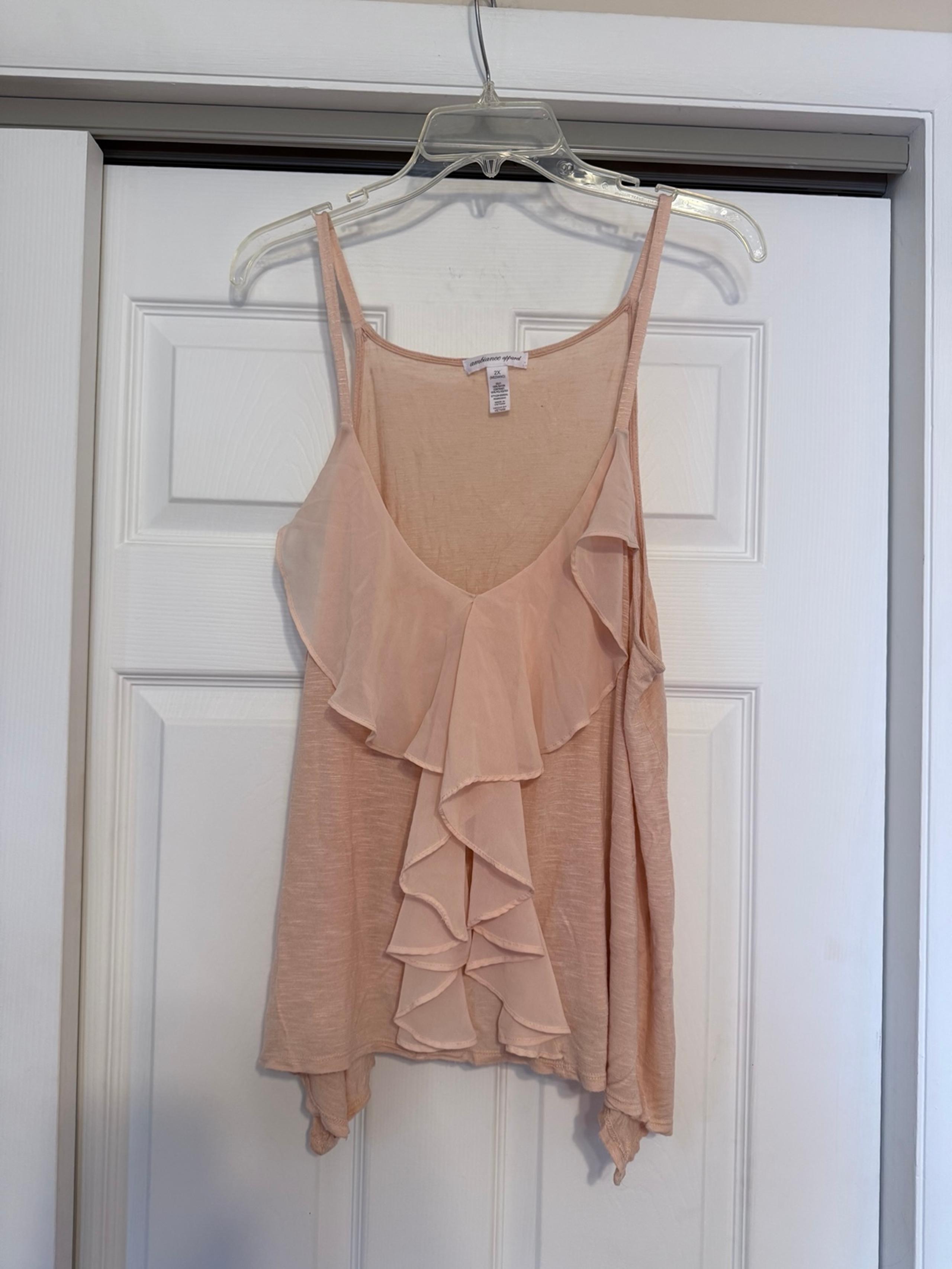 Ambiance Apparel Peach Ruffle Top - Size 2X
