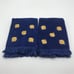 Vintage 100% Cotton Hand Towels Blue Gold Embroidery Retro Linen Set of 2 Towels