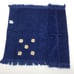 Vintage 100% Cotton Hand Towels Blue Gold Embroidery Retro Linen Set of 2 Towels