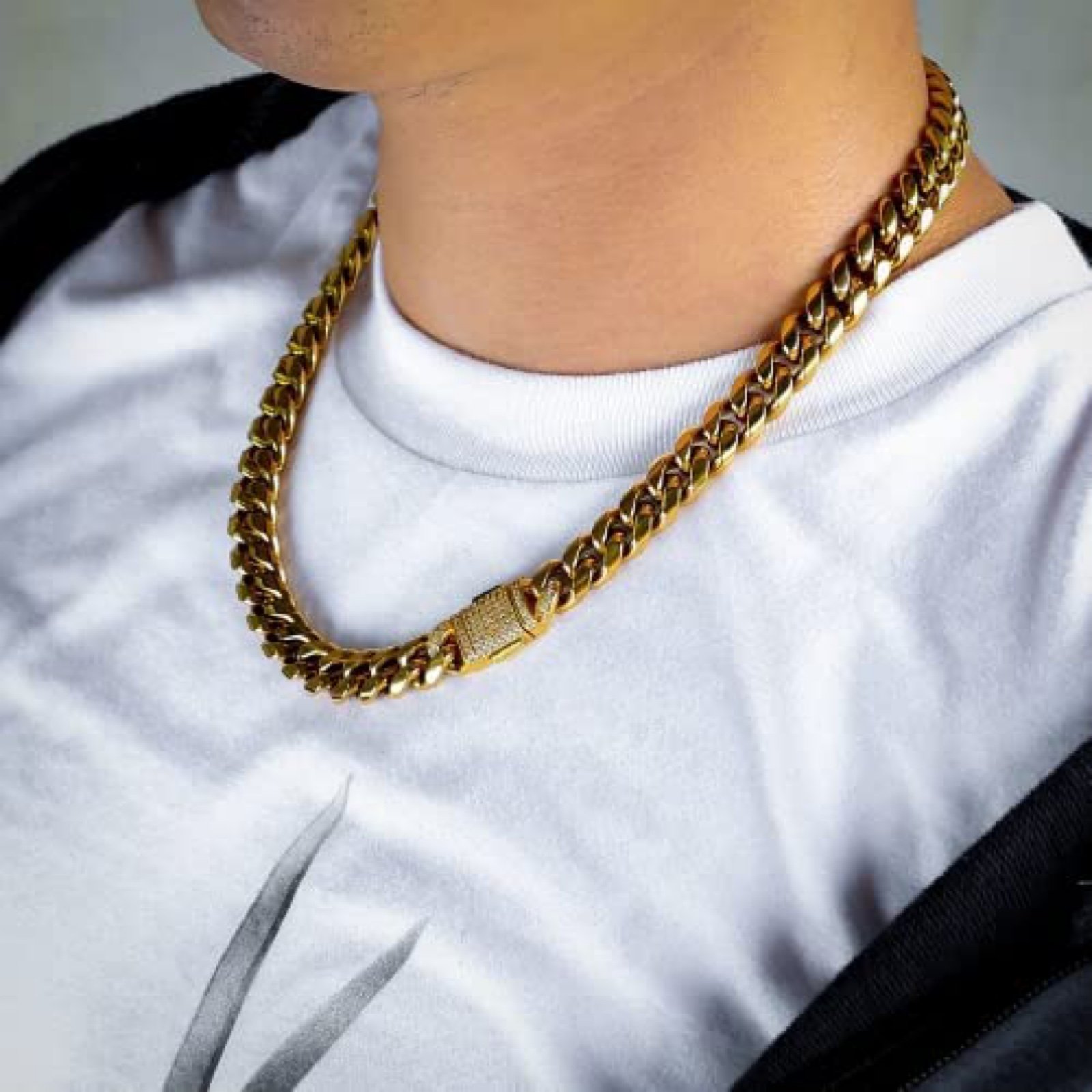 14 mm Stainless Steel Miami Cuban Link Necklace for Men Women Fashion Street Hip