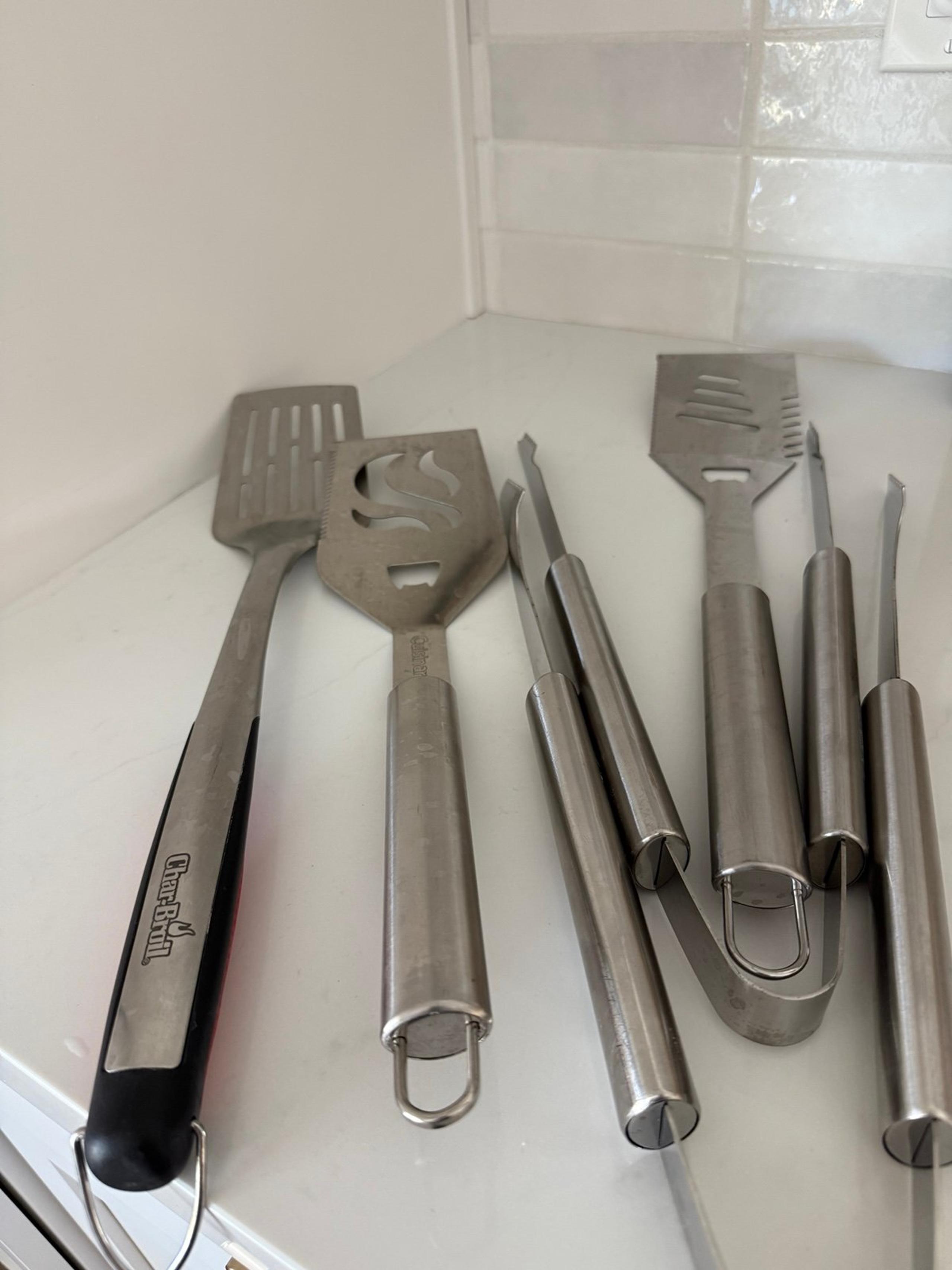 Extra large stainless steel grilling tools