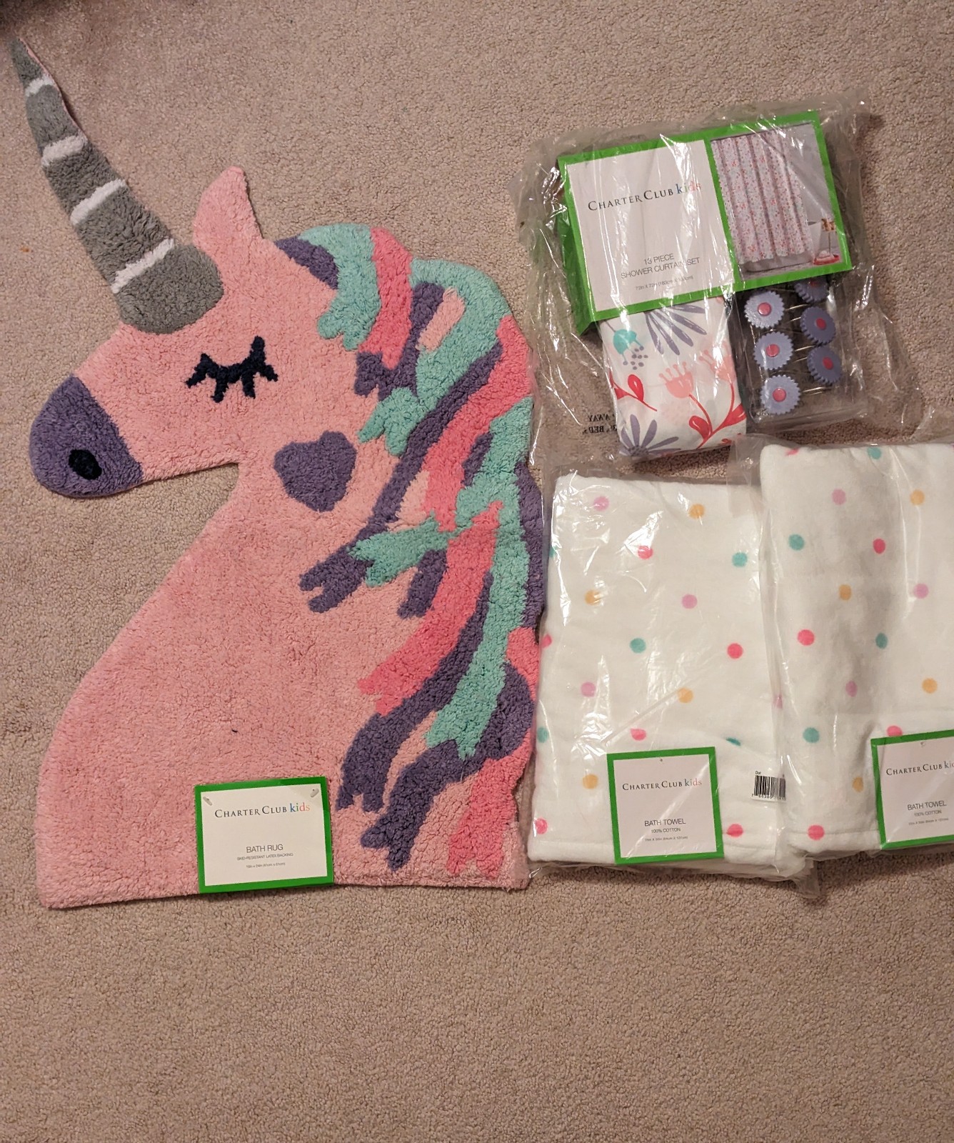 NWT unicorn and flowers bathroom set - Charter Club Kids
