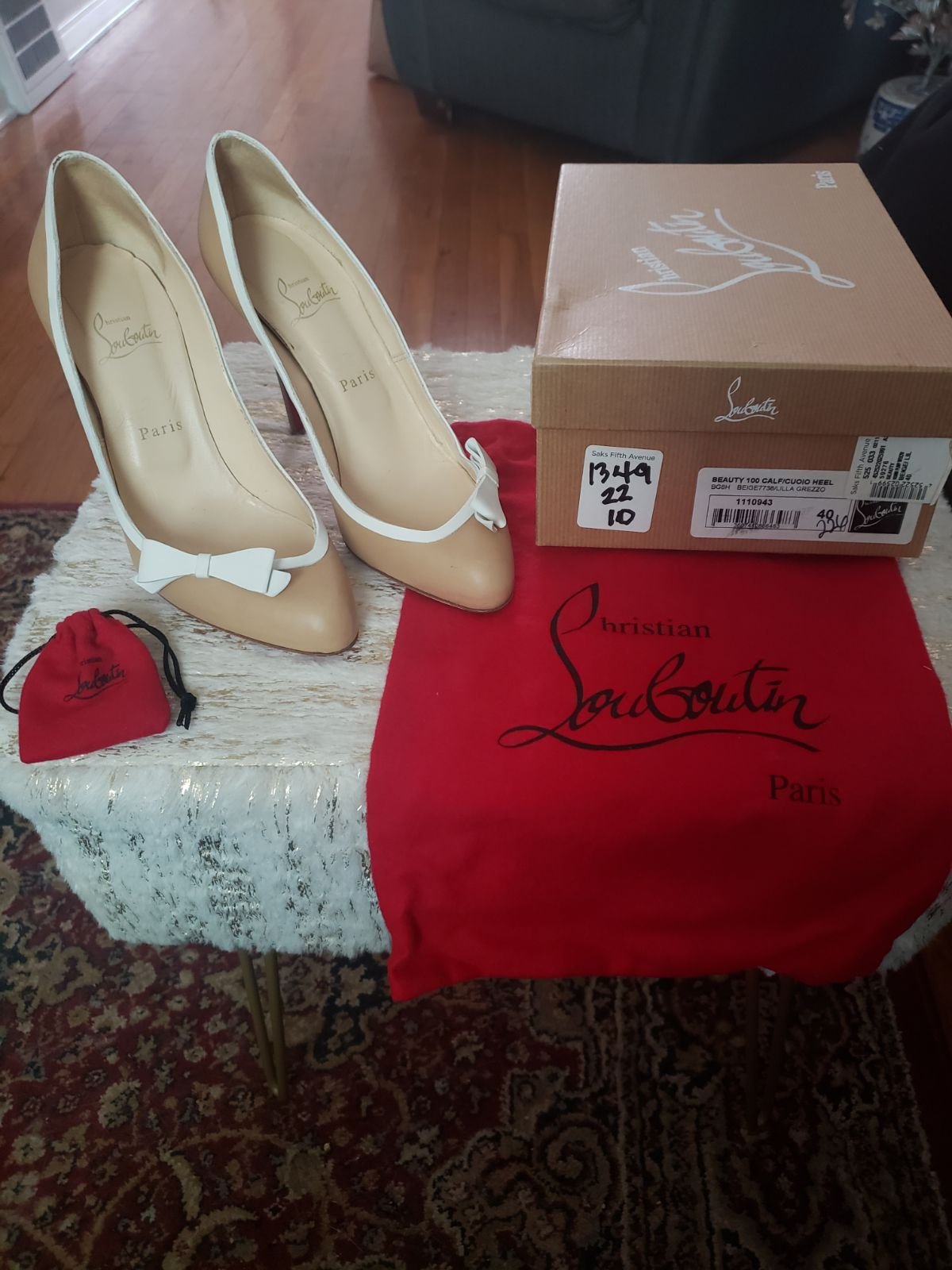 Christian Louboutin beige and lilac heel