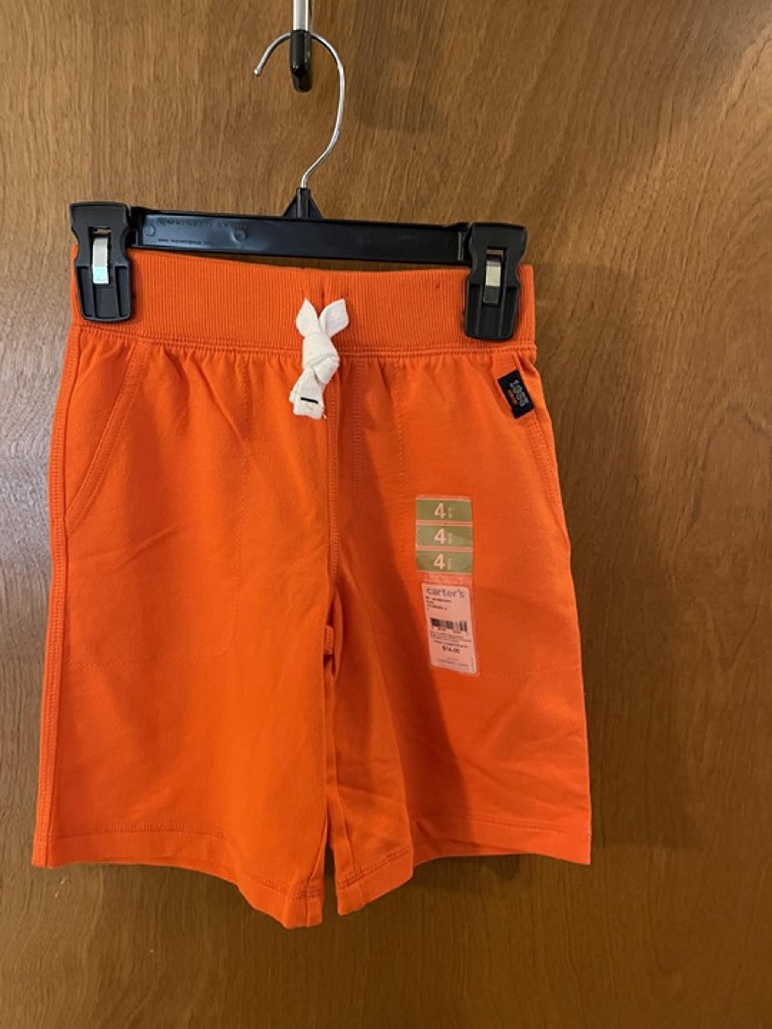 Carter's Boys Knit Shorts size 4 NEW Orange Pull On Waist