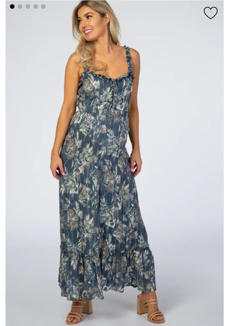 Maternity Shimmer Floral Maxi Dress