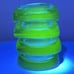 Vintage Lot of Four Hazel Atlas Green Uranium Glass Furniture Coasters Slides