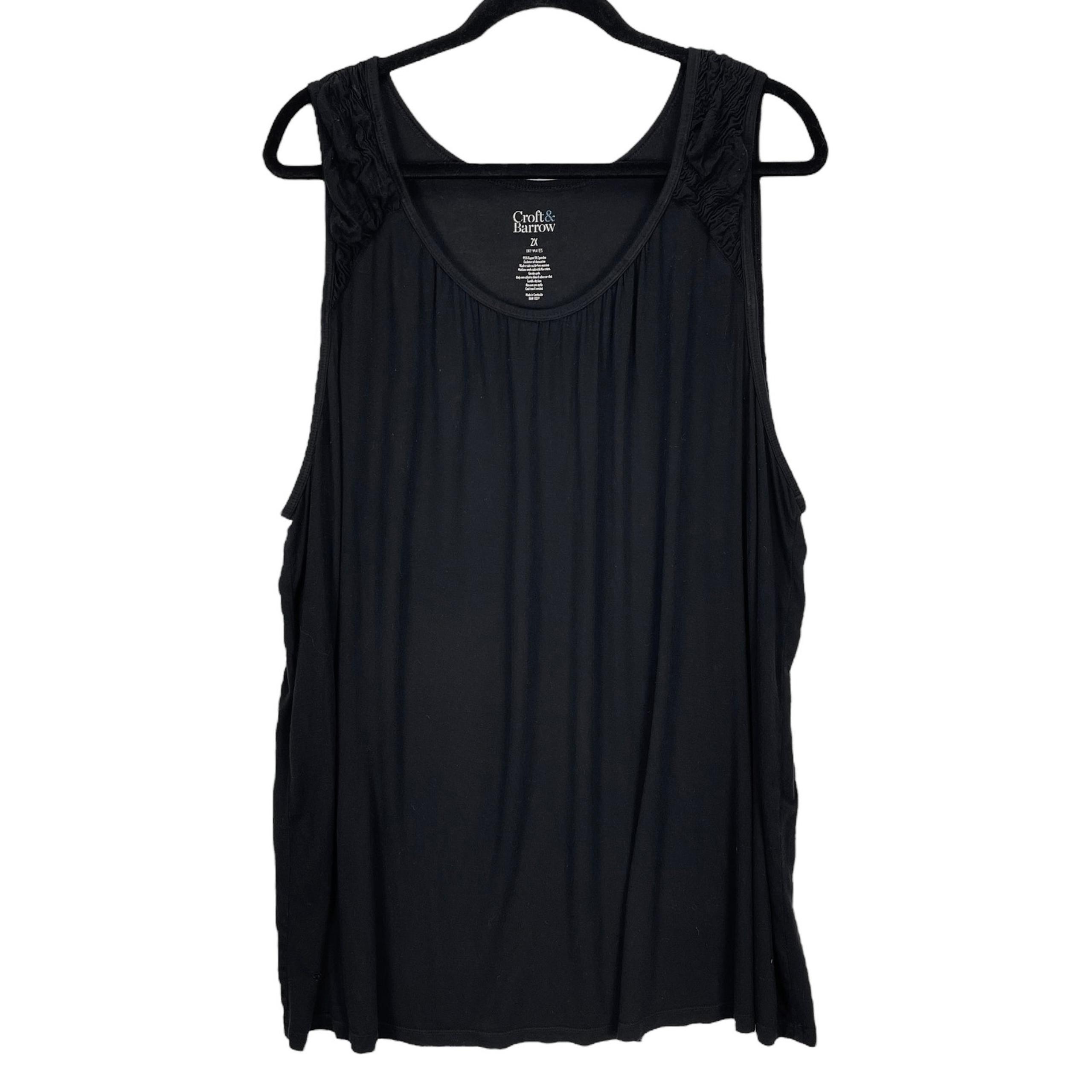 CROFT & BARROW INTIMATES Women's SLEEP TANK TOP Black Size 2X