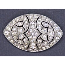 Vintage Oval Clear Rhinestone Brooch Pin Silver Tone 1.5 With Gift Box