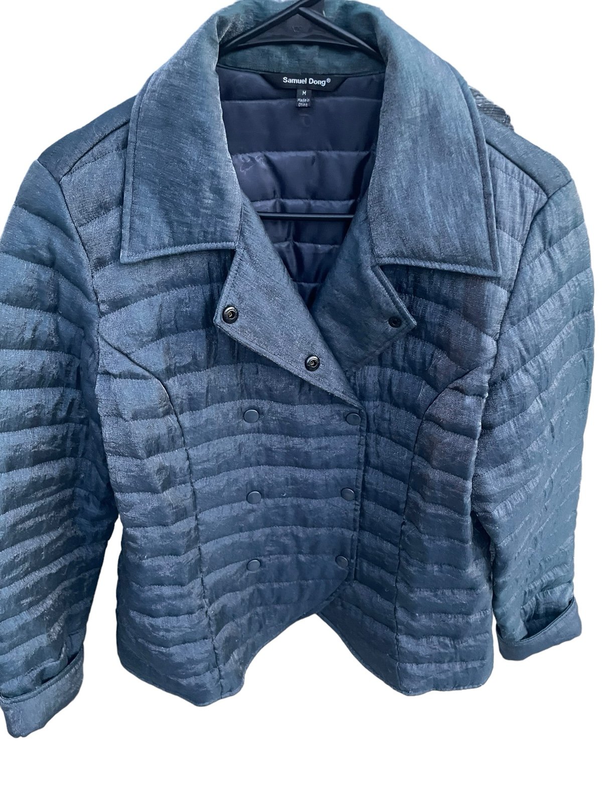 Samuel Dong Quilted Gray Jacket Size Medium