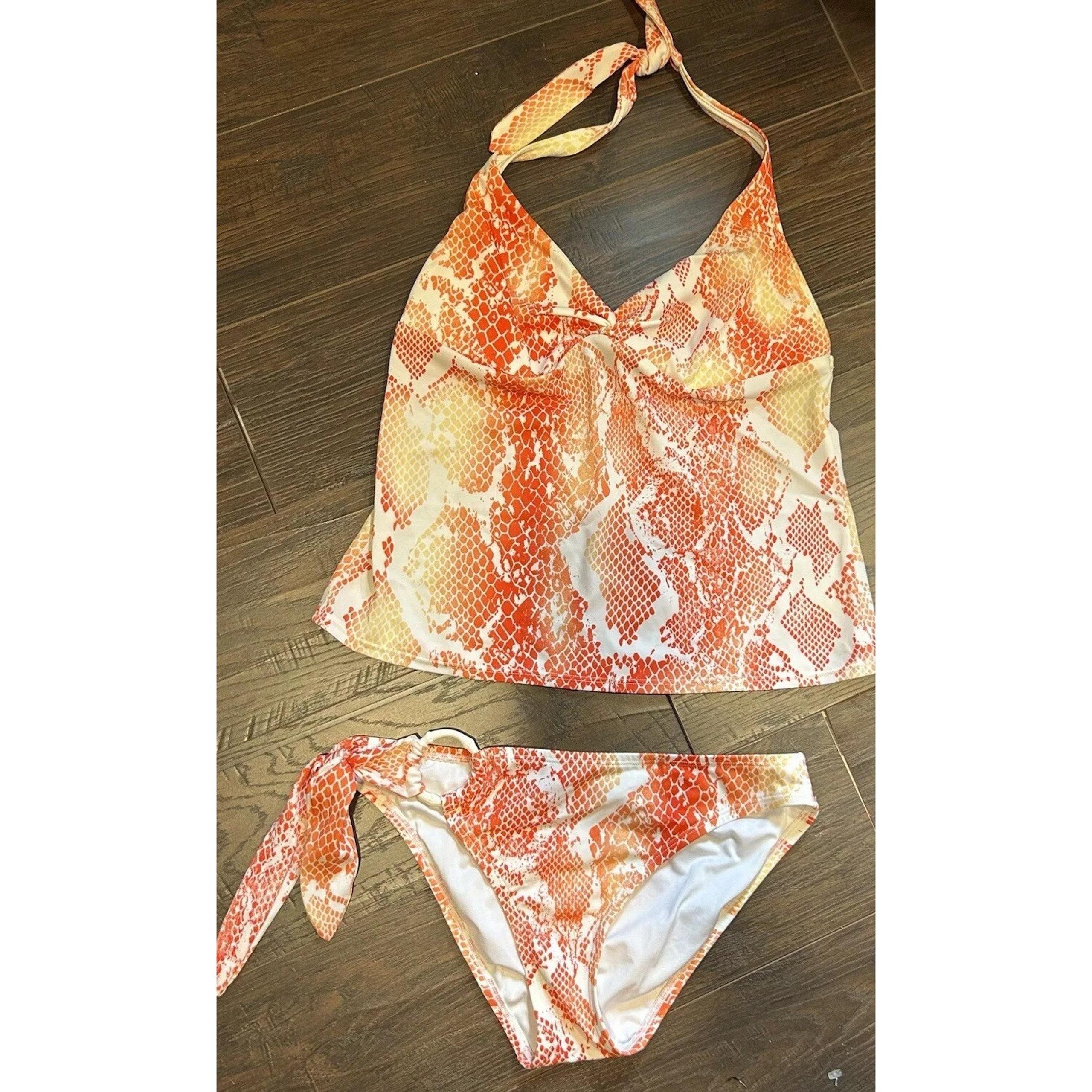 Victoria's Secret 3 Pc Swimsuit Top Sz Large & Bottoms Sz Small Snake Print