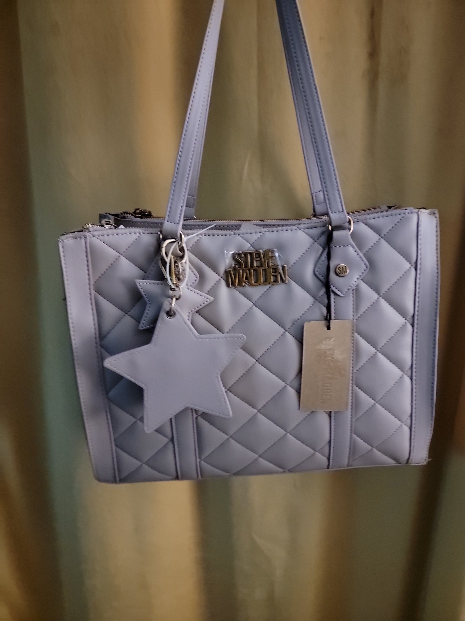 NEW Steve Madden Taupe Mushroom BTROT Tote Bag Star Keychains Multi Compartment