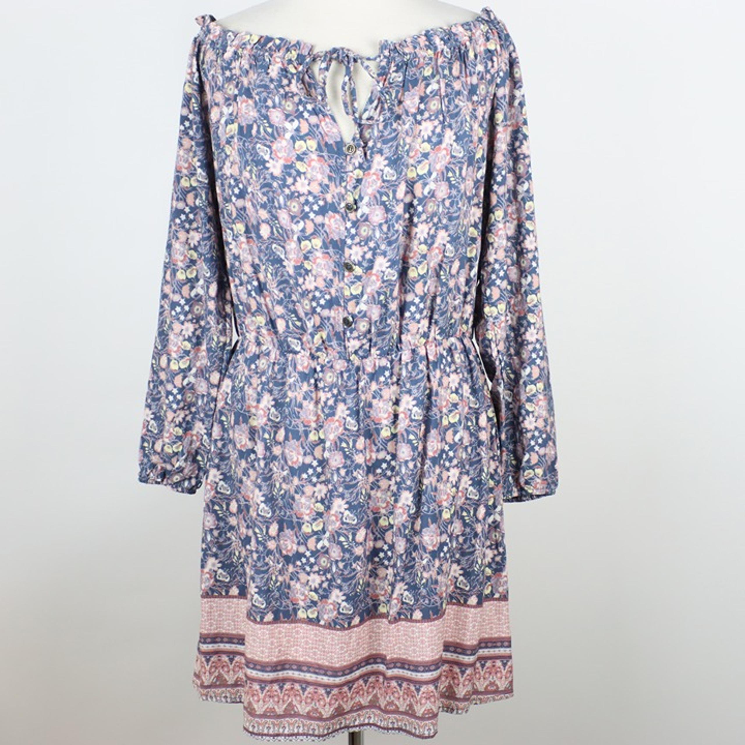 Jolt Womens XL Floral Off The Shoulder Elastic Waist Dress