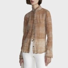 Rag & Bone Jordan Silk-Blend Crepin Shirt, Color: Camel, Size: M