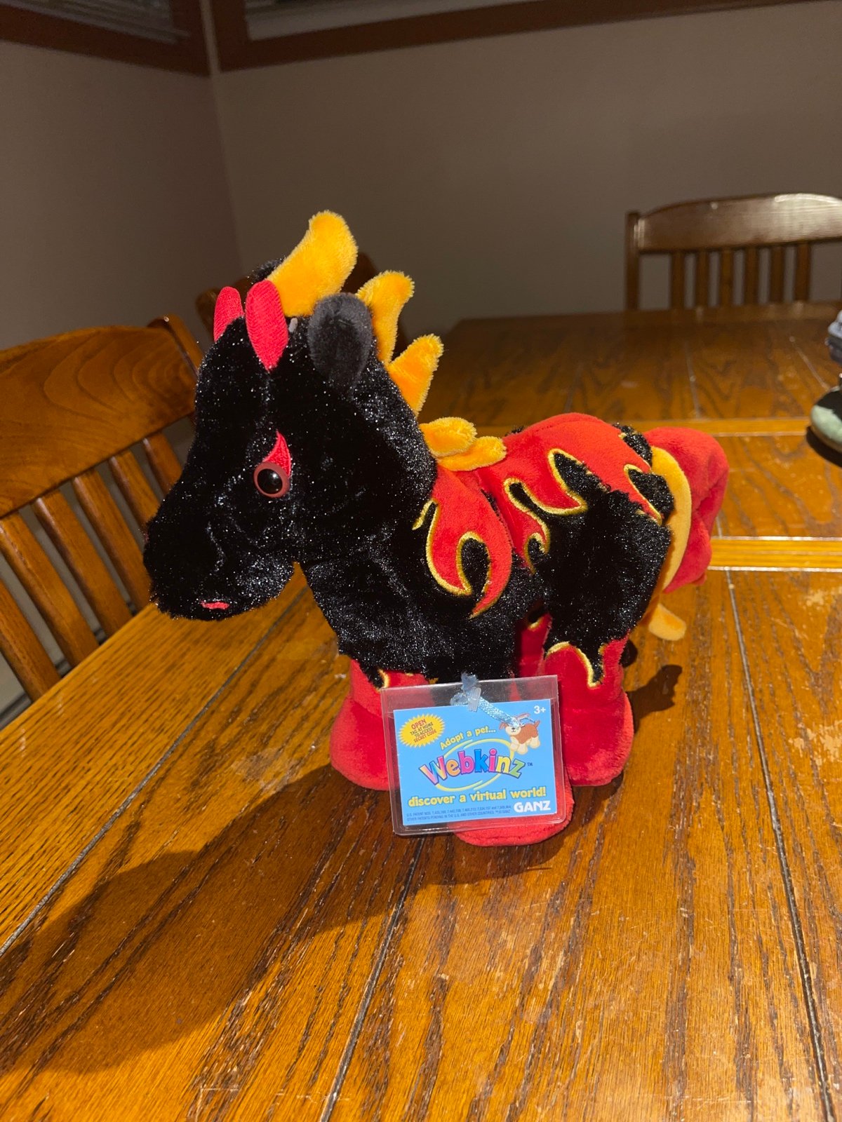 Webkinz Nightmare Horse Plush Ganz Flame Fire Horse Stuffed Animal WITH CODE