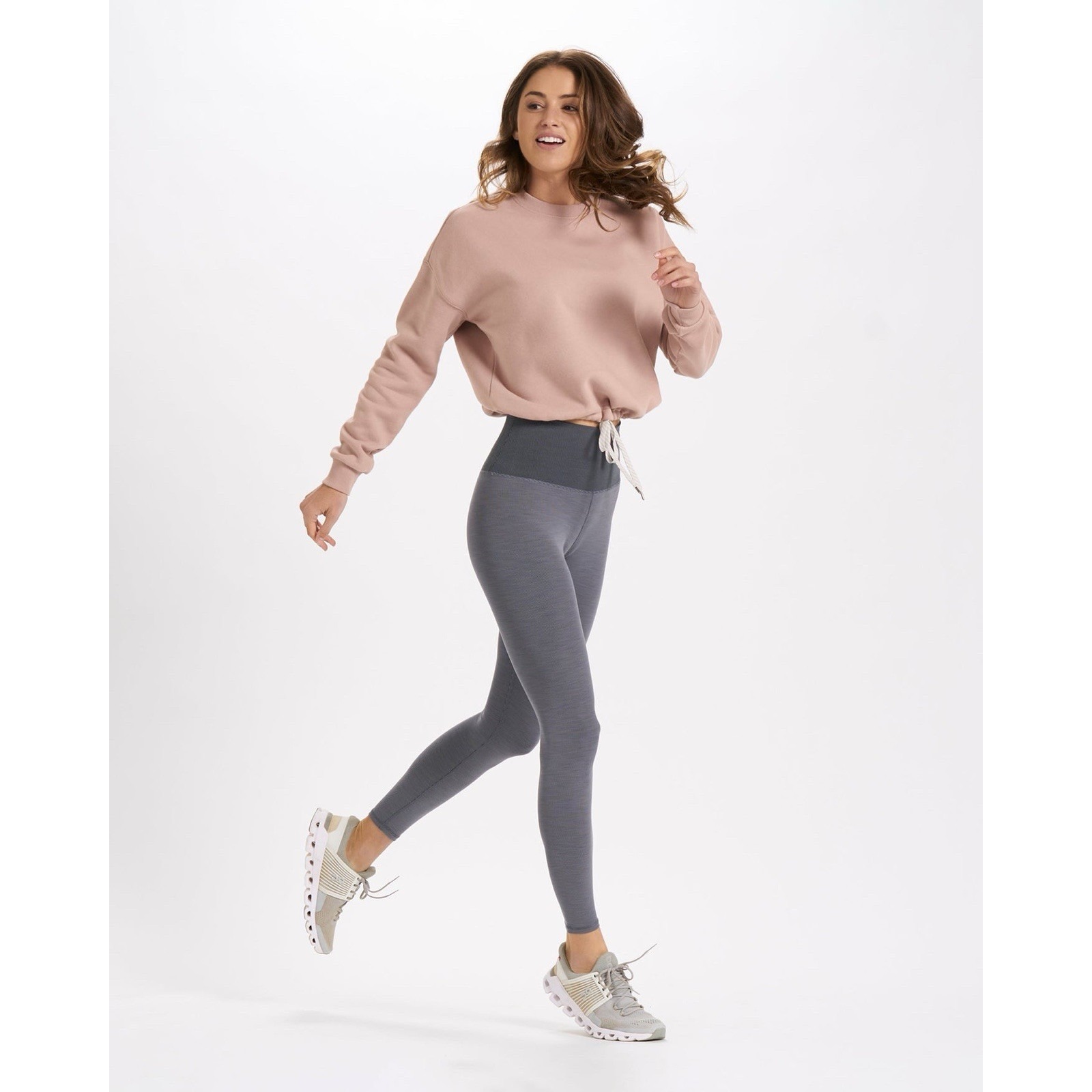Vuori Lux Rib Studio Striped Legging High Rise Heather Grey Women's Size M?
