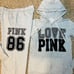 VS PINK rare floral roses velvet 86 zip hoodie boyfriend pants outfit set