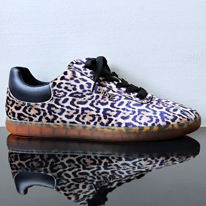 DKNY Women's Seacliff Sneaker in Free & Wild Leopard Print with Gorgeous Logo