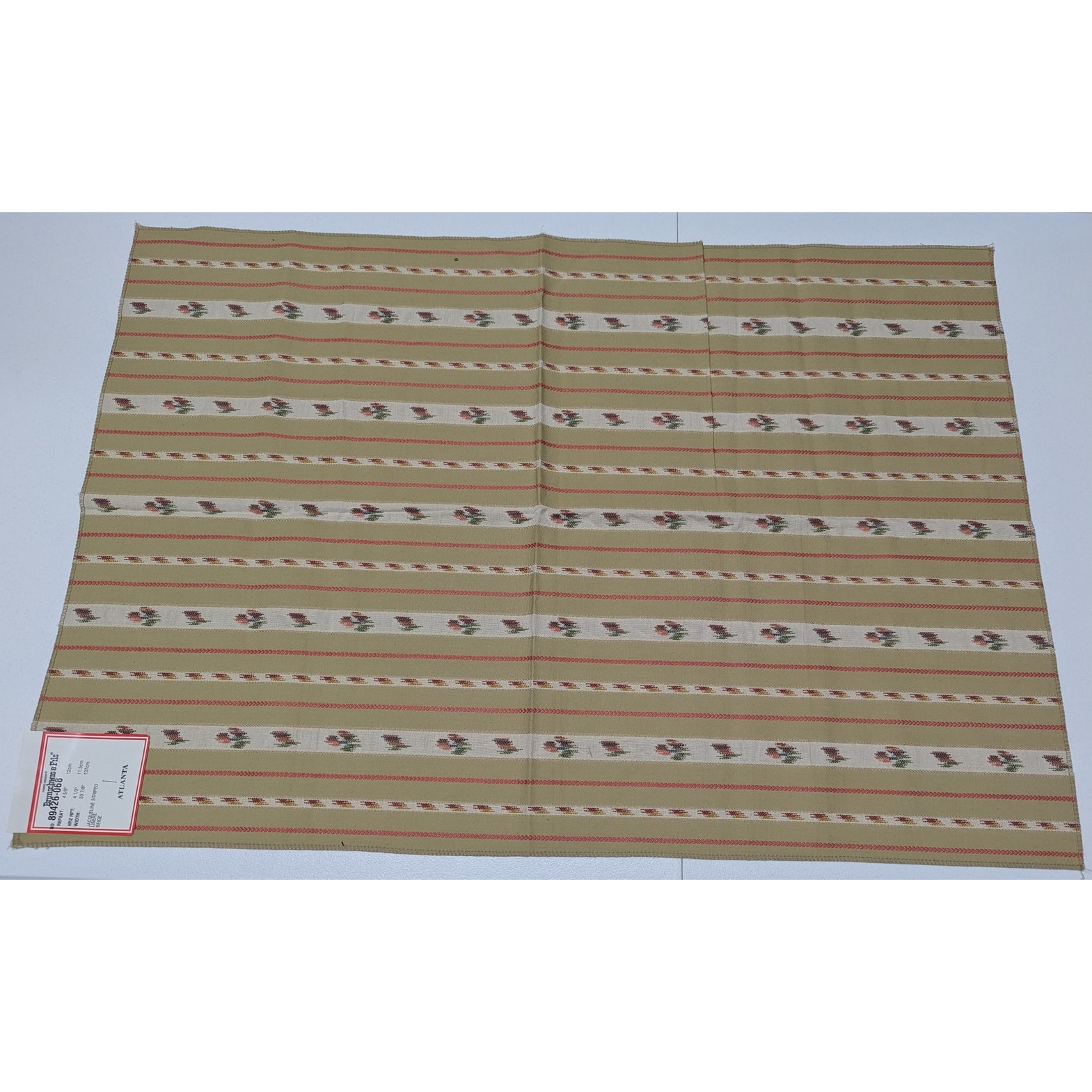 Brunschwig & Fils Jacqueline Striped Lisere in Beige Fabric Remnant 25 x 37 in