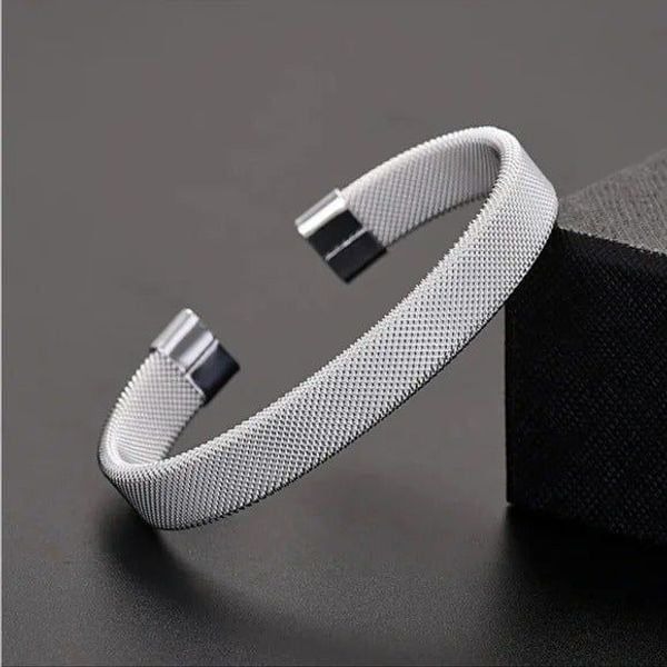 New 925 Sterling Silver Mesh Cuff Bracelet