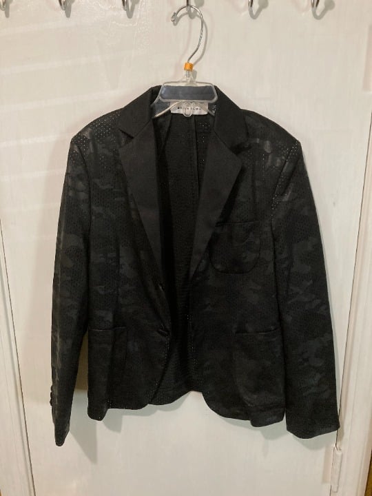 Brian Rush youth boys black gray mesh camouflage sports coat jacket fits age 7-9