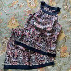 Vineyard Vines Paisley Silk Skirt & Top by Shep & Ian Navy Pink Size 8