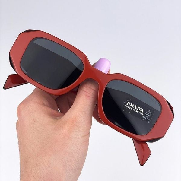 Prada PR17WS 12N5S0 BRAND NEW Sunglasses Orange Black Dark Grey Rectangle Unisex