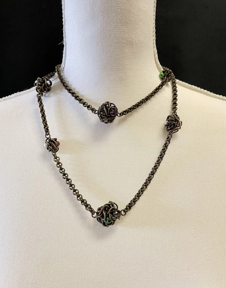 Vintage CHANEL 38 Chain Necklace/Belt Faux Pearl and Gripoix Paris Autumn 1997