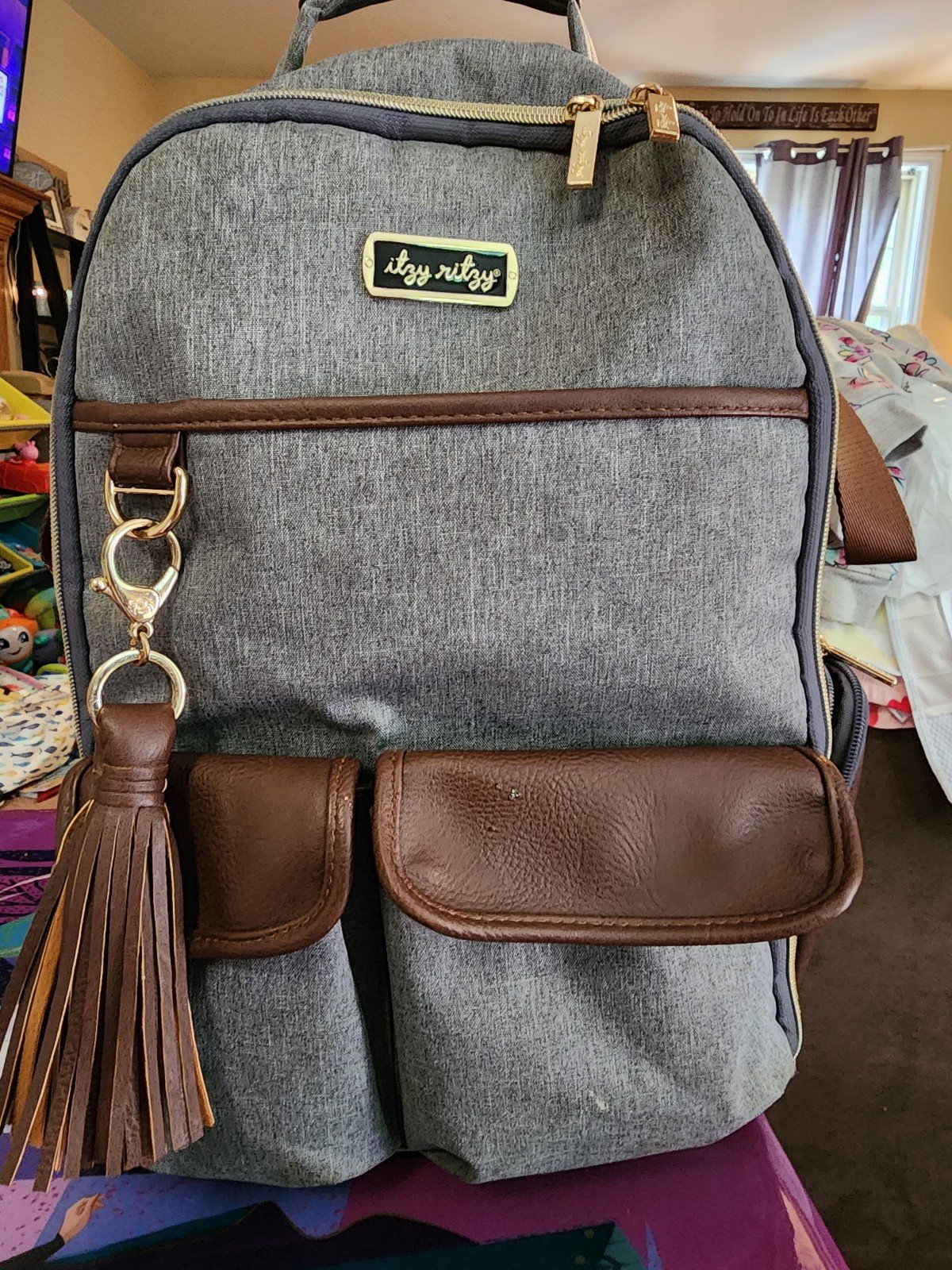 Itzy Ritzy Handsome Heather Gray Boss Backpack Diaper Bag