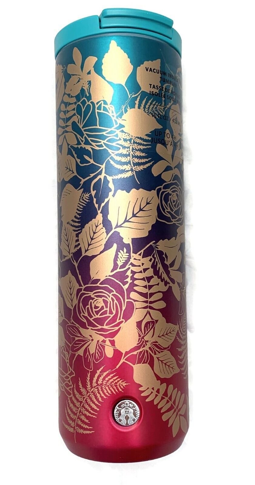 Starbucks Fall 2020 Teal Berry Rose Insulated Stainless Steel Tumbler 16oz NEW