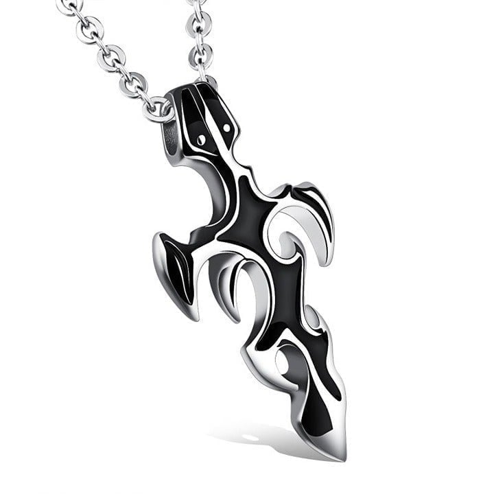 Cross Enamel Cool Punk Style Bar Necklace, N90201P134