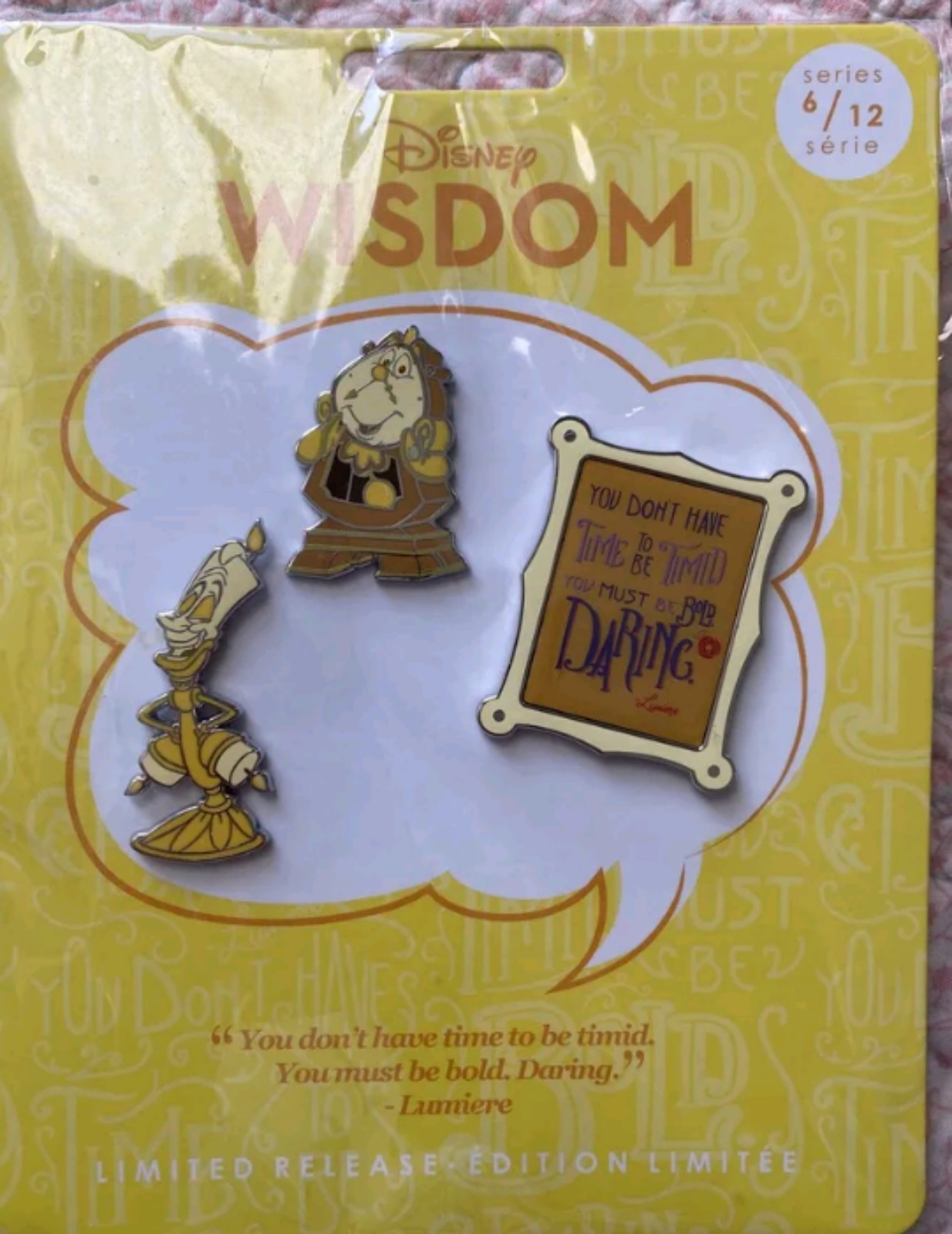 Disney Wisdom Set Beauty and the Beast Pin Set Lumiere Cogsworth wisdom