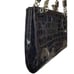Jill Stuart Black Croc Embossed Patent Leather Handbag w/ Chain Strap