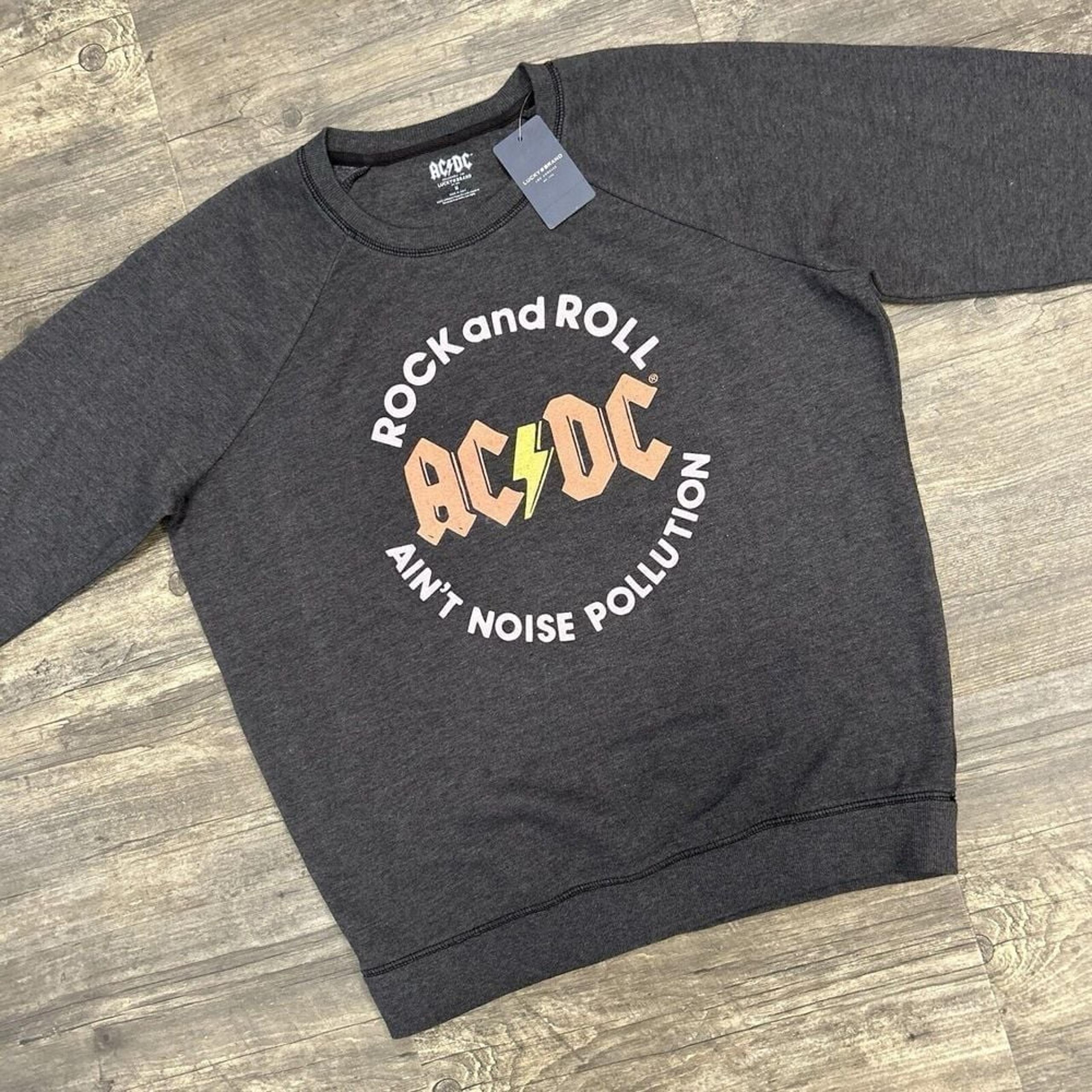 NWT Lucky Brand AC/DC Rock Band Pullover Sweatshirt Women Size Medium (240)