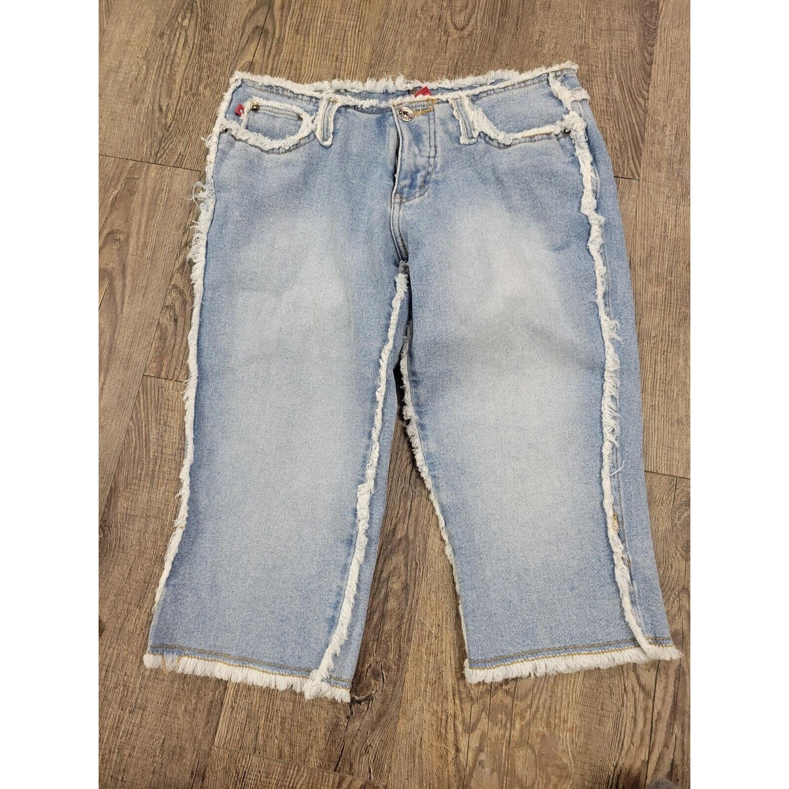 Zana Di Jeans Denim Capri Pants Juniors 3 Frayed Seams 1990s 2000s Y2K