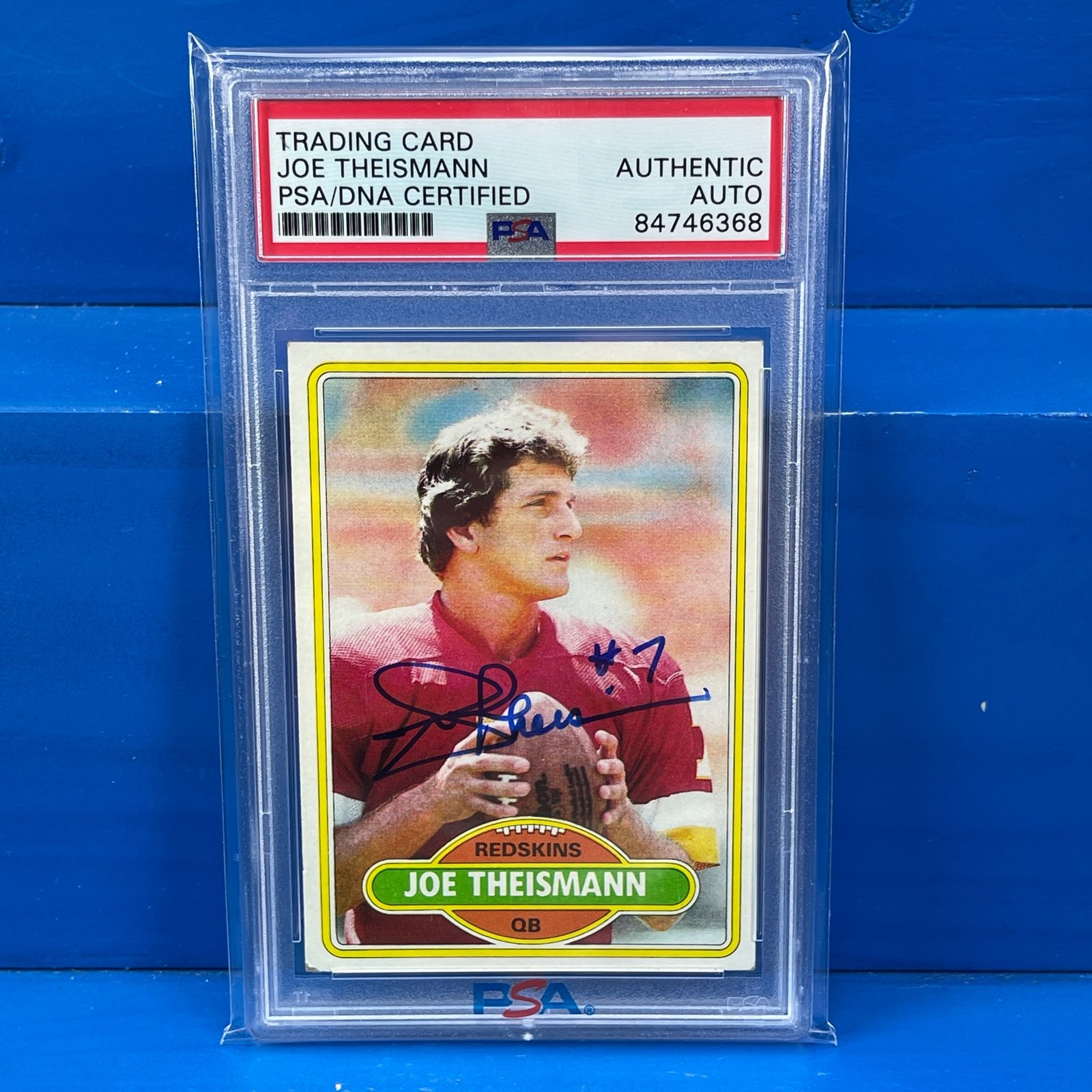 JOE THEISMANN 1980 Topps NFL Football Card Autographed Signed PSA Slab AUTO