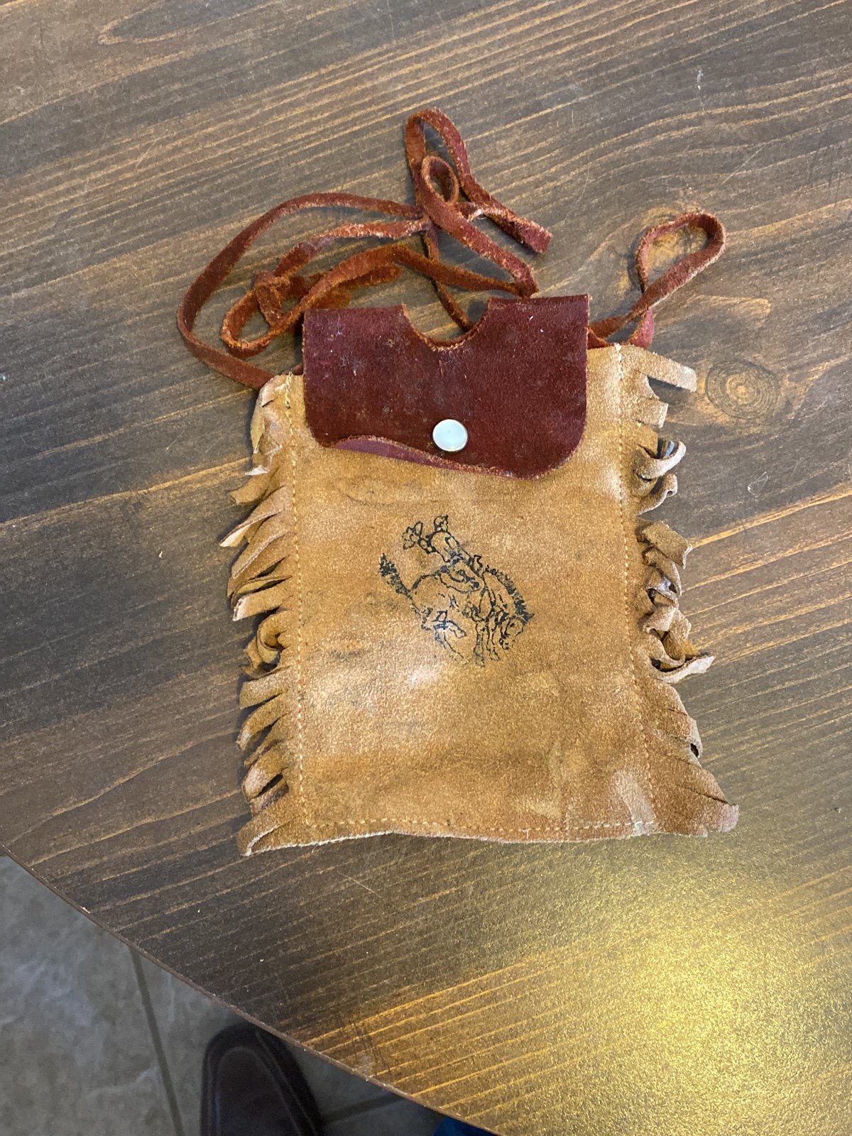 Vintage Suede Fringe Old Arcade Cowboy Pearl Snap Pouch