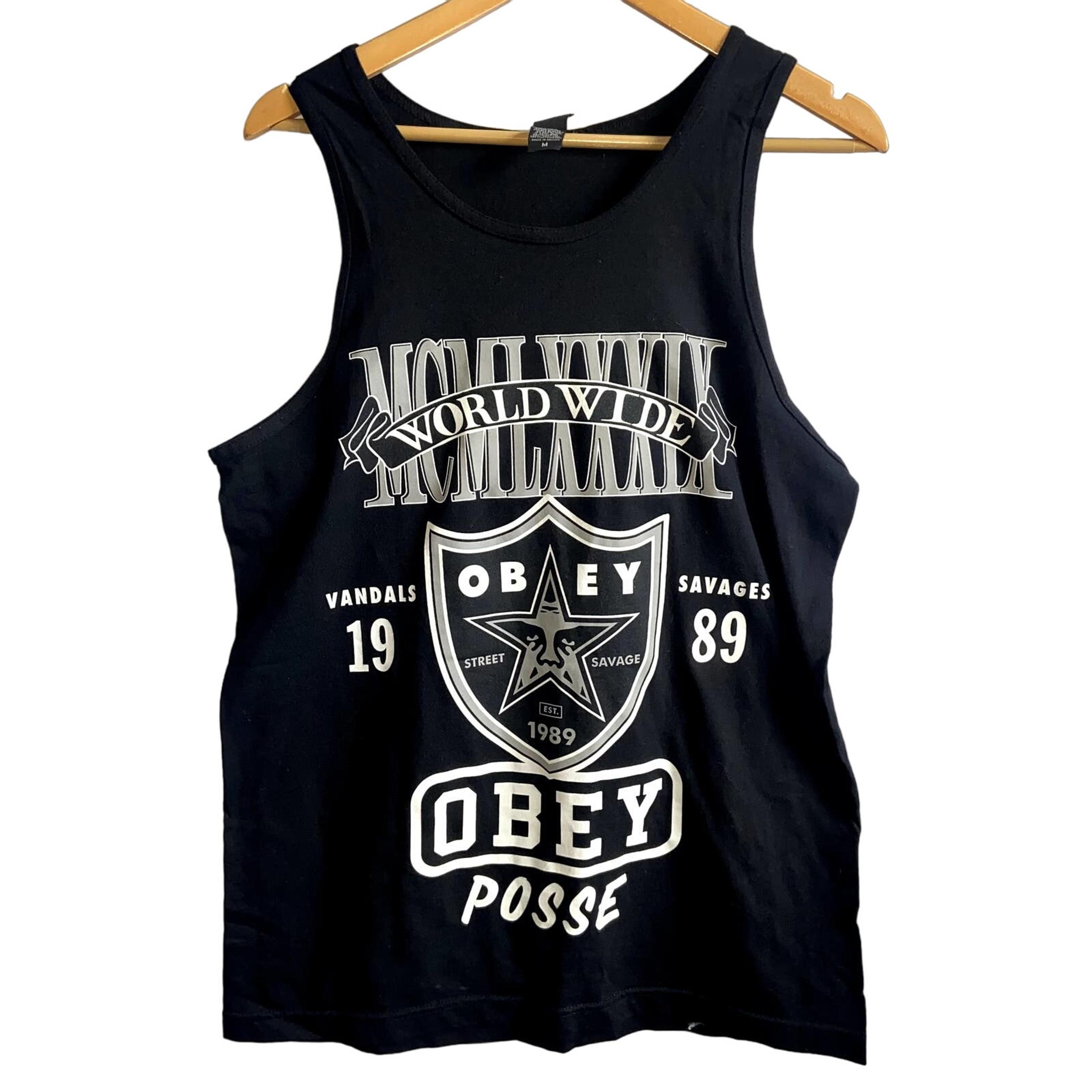 Men's OBEY Tank Top Black Obey Posse Vandals Savages Size M
