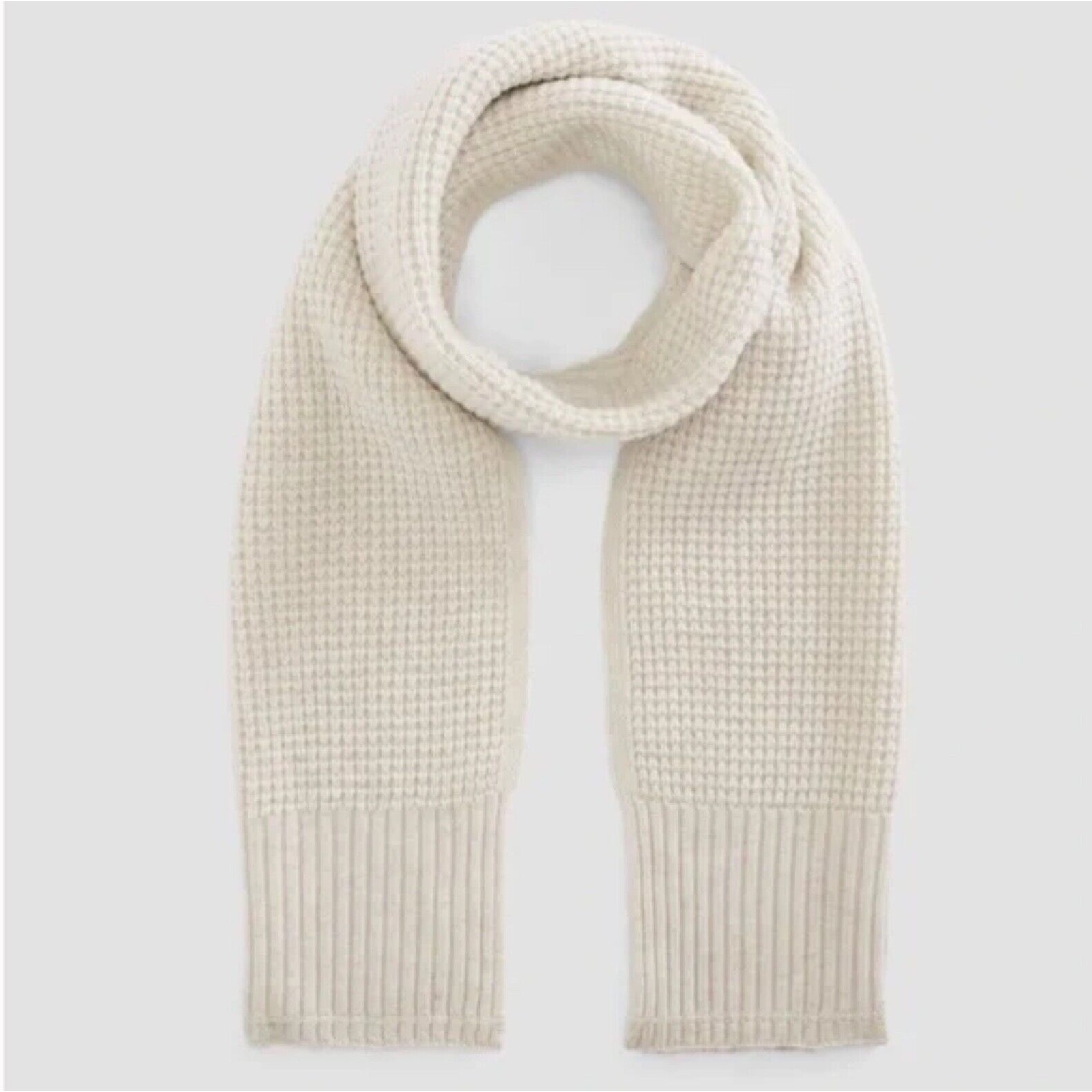 Everlane The Felted Merino Waffle-Knit Scarf Unisex Ecru Cream NWT Sold out!