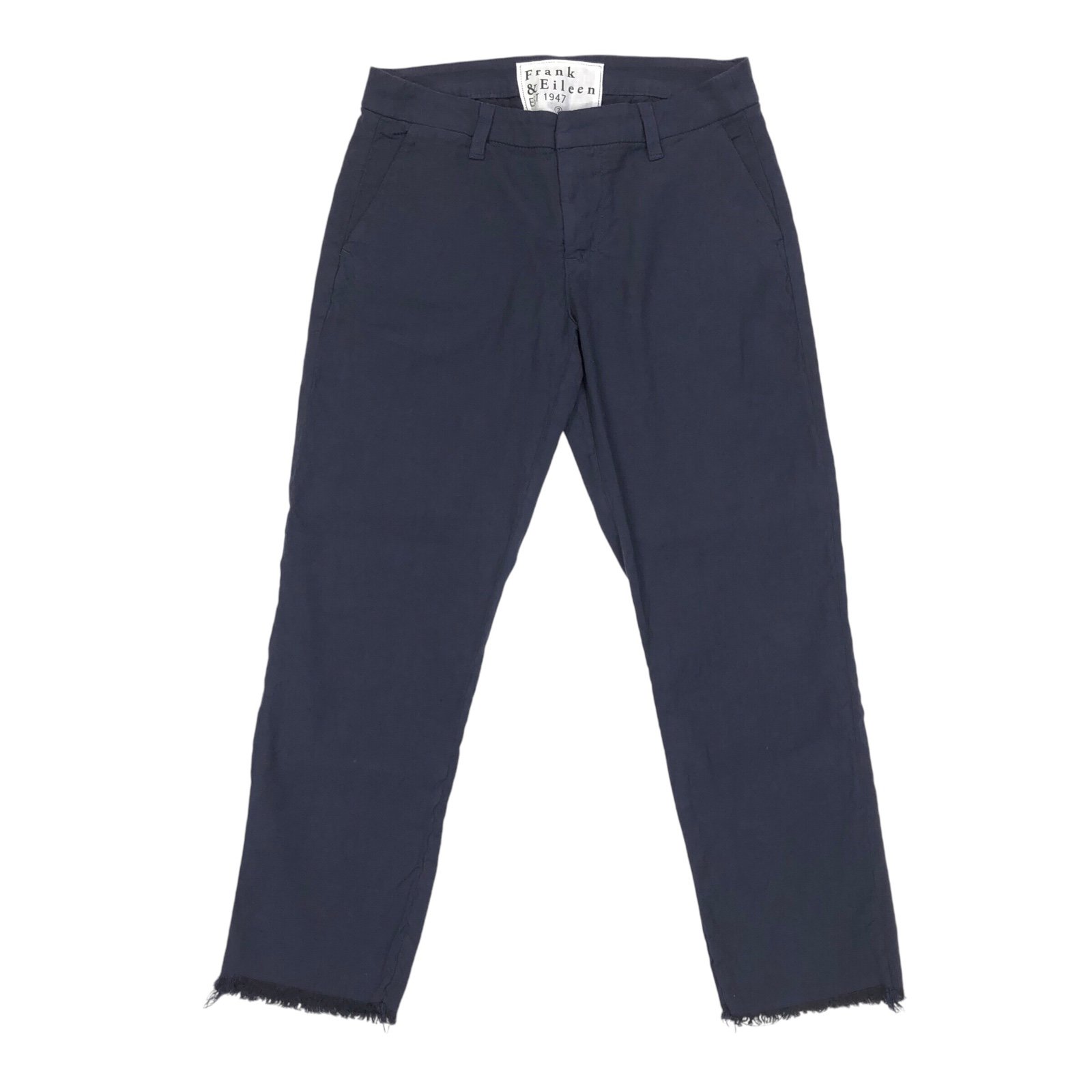 Frank & Eileen Wicklow Trouser Pants Women's Size 2 Blue 24 Inseam Fray/Raw Hem