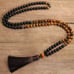 108 Prayer Beads Mala Tassel Necklace-Healing Tiger Eye Stone Beaded Necklace