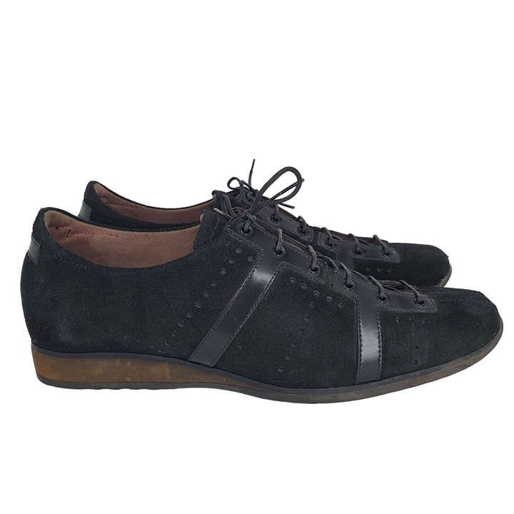 A. Testoni Bologna Italia Black Leather Wedge Oxford Women's 6