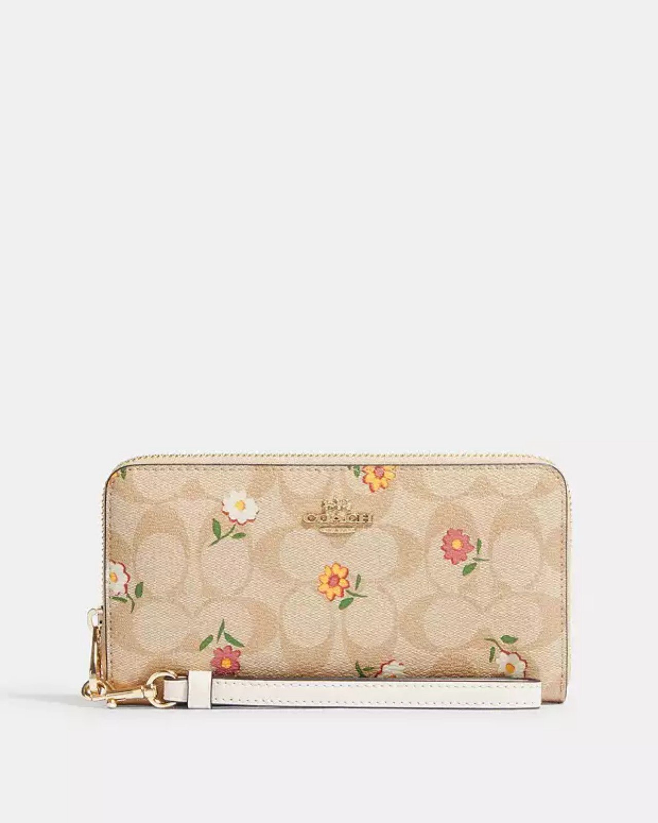 NWT Coach Long Zip Around Wallet In Signature Canvas W/ Nostalgic Ditsy Print