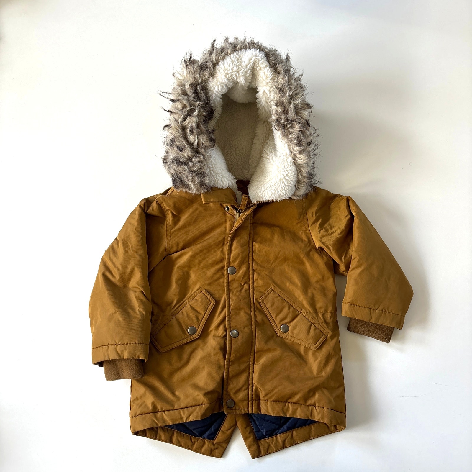 Crewcuts J Crew Boys 3T Winter Jacket Brown Faux Fur Hood Zip Up Fishtail Parka Boys coats jackets
