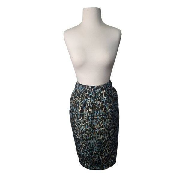 Ellen Tracy Animal Print Brown|Multi Skirt with Pockets Womens Size 12 NWT