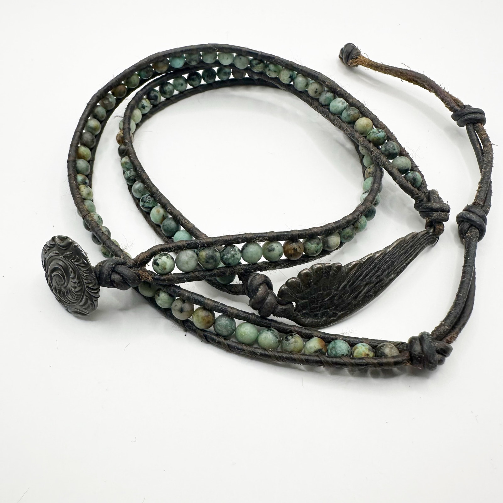 SOAR Wrap Beaded Bracelet Feather Angel Wing Beads Boho Festival Western