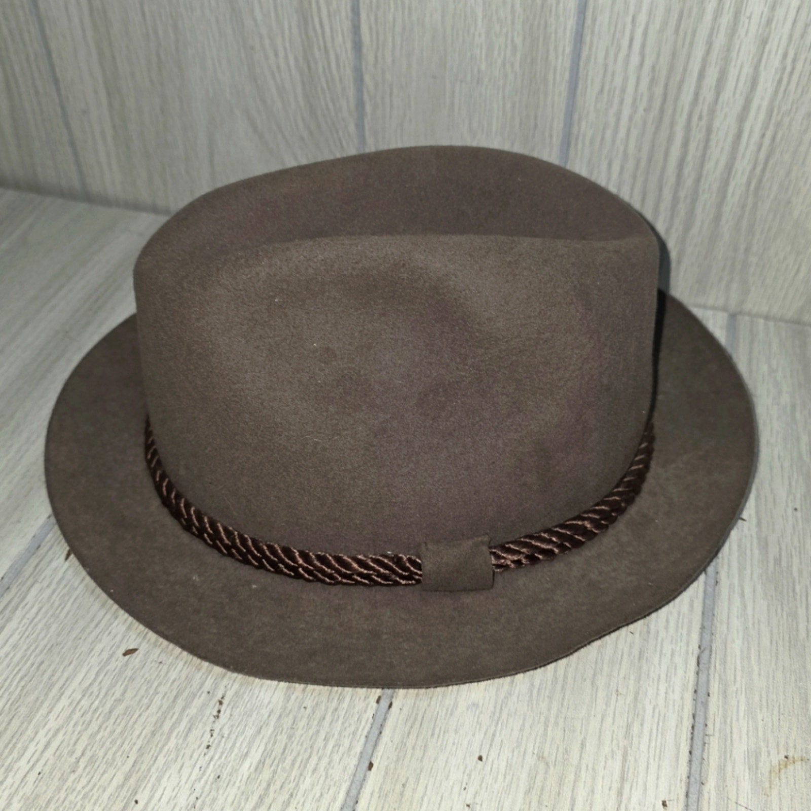 Vtg Wool Brown/Gray Fedora Hat 7 1/8 USA Made Pedigree Fifth Ave New York