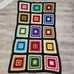 Vintage Crochet Granny Square Black Multicolor Afghan Throw Blanket 45 X 75